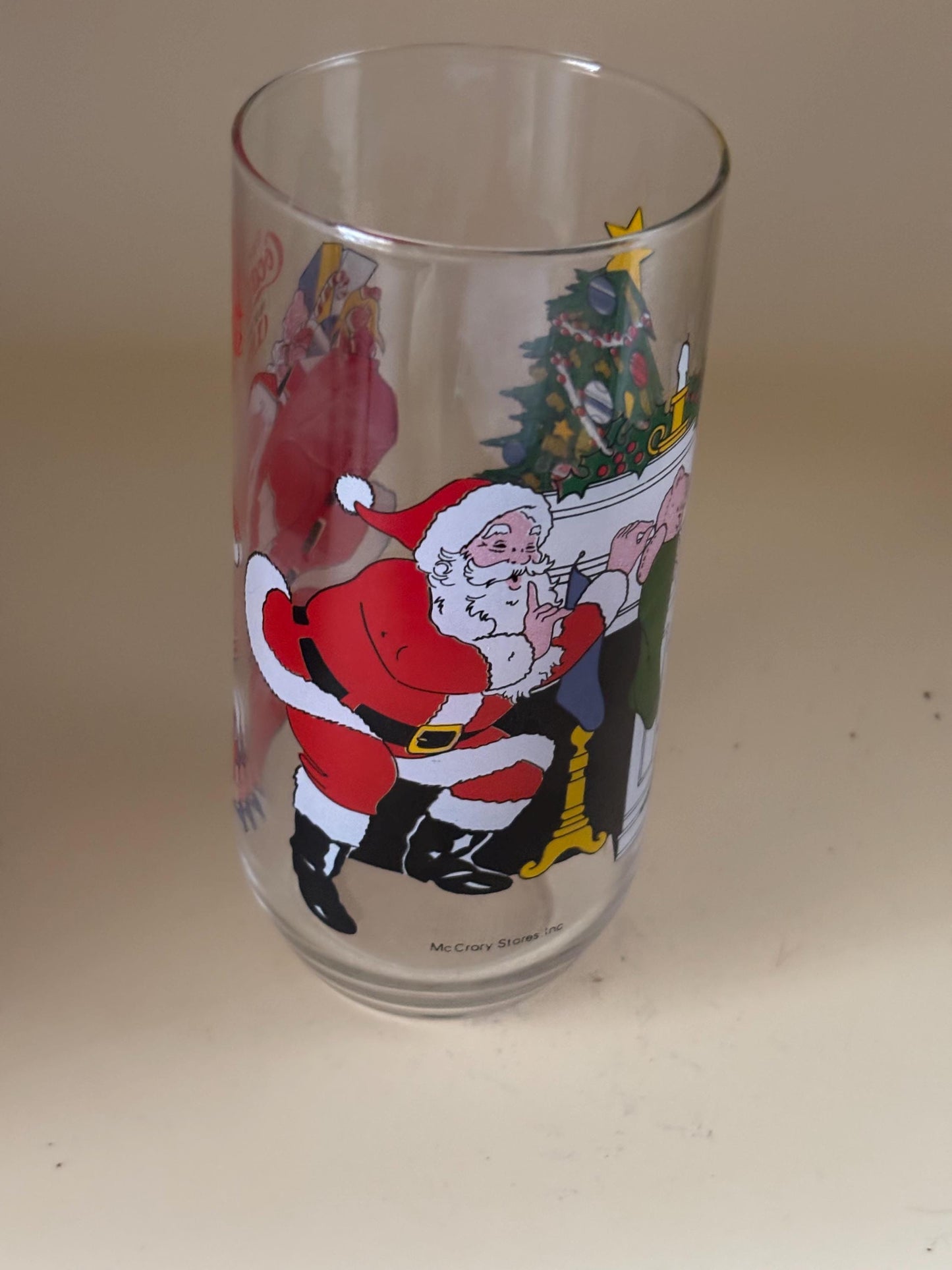 Vintage Santa Glass Coca Cola Cup Lover Antiques and Vintage