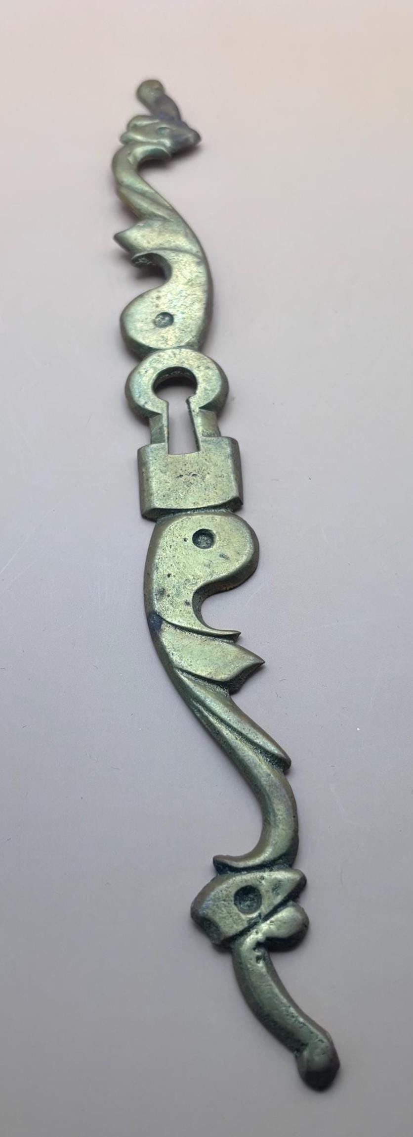 Vintage Solid Brass Escutcheon Keyhole Cover Plate Lover Antiques and Vintage