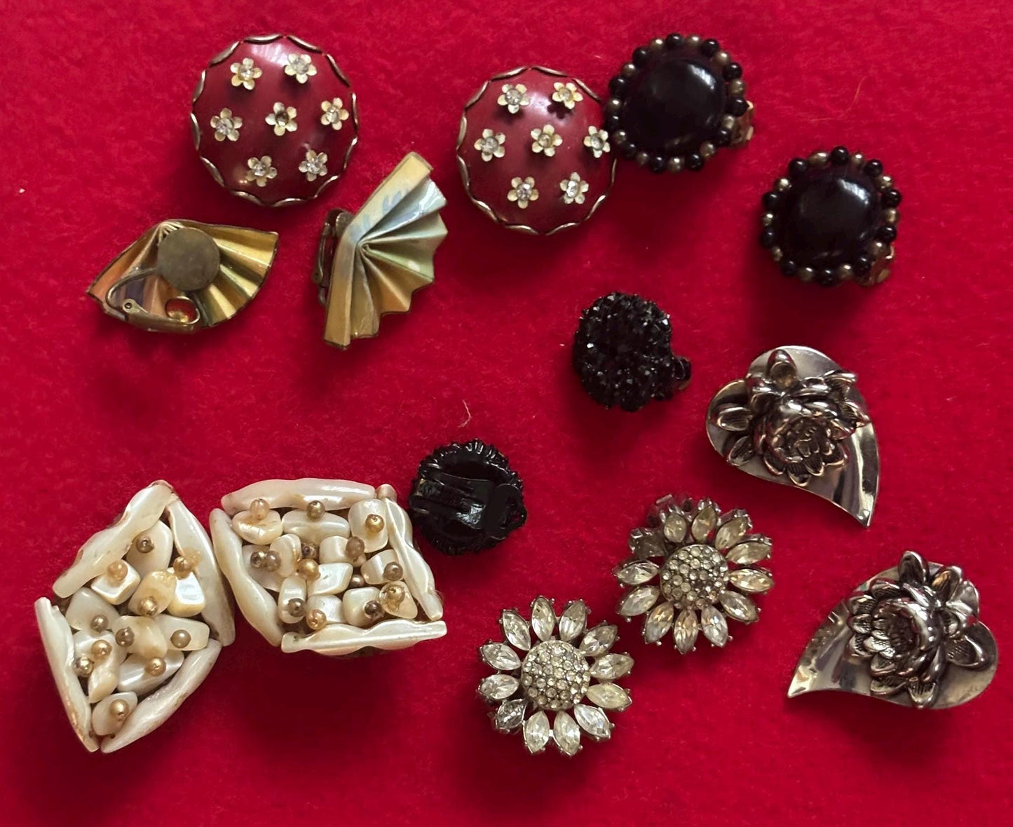 Vintage Collection of Earrings Variety Bulk Jewelry Clip On Earrings Lover Antiques and Vintage