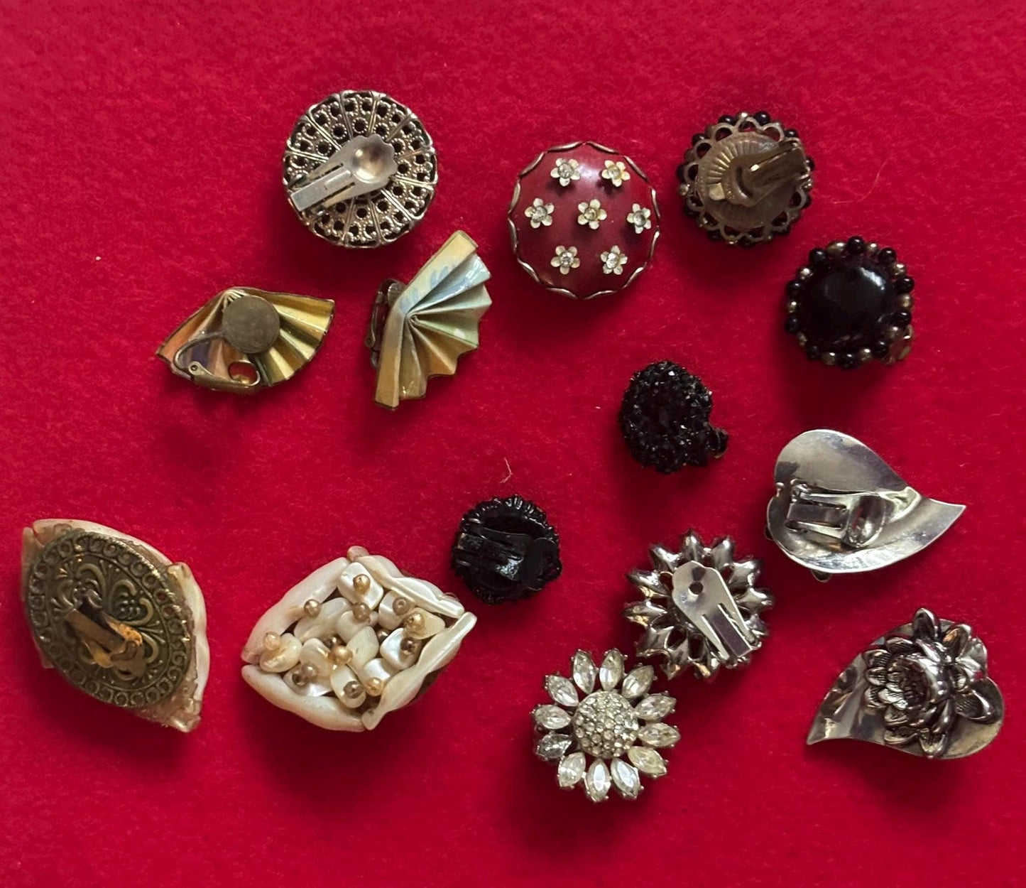 Vintage Collection of Earrings Variety Bulk Jewelry Clip On Earrings Lover Antiques and Vintage