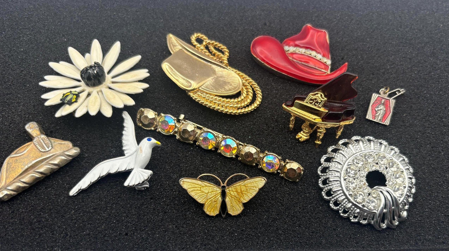 Vintage Pin Collection Variety Brooch Jewelry Lot Lover Antiques and Vintage