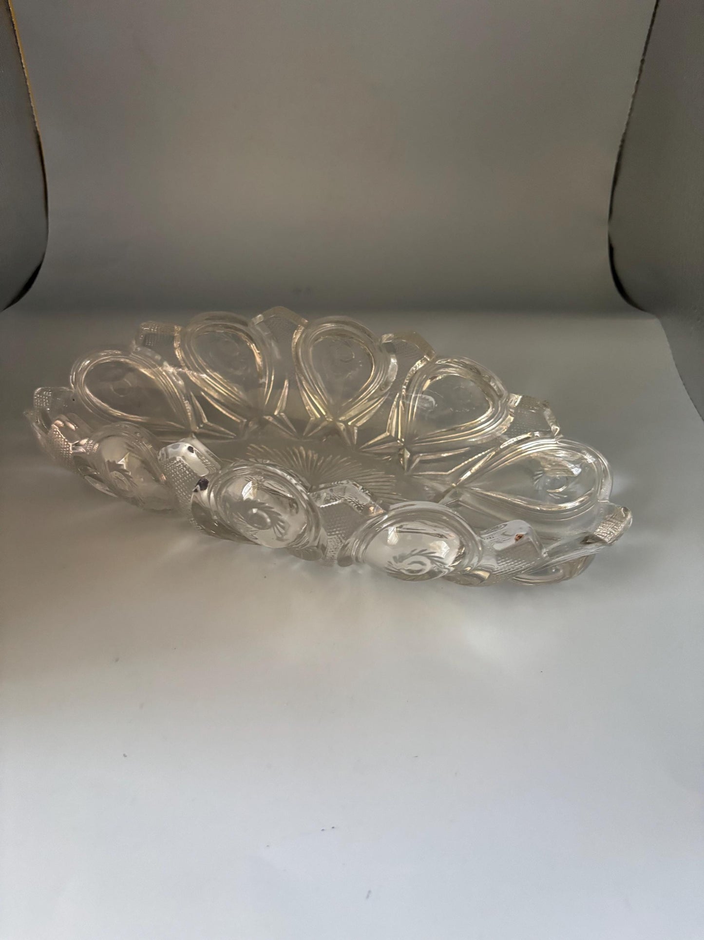 Vintage Clear Cut Glass Oval Crystal Dish, Container, Figurine, Sugar Dish, Toothpick Holder, Glass Art Lover Antiques and Vintage