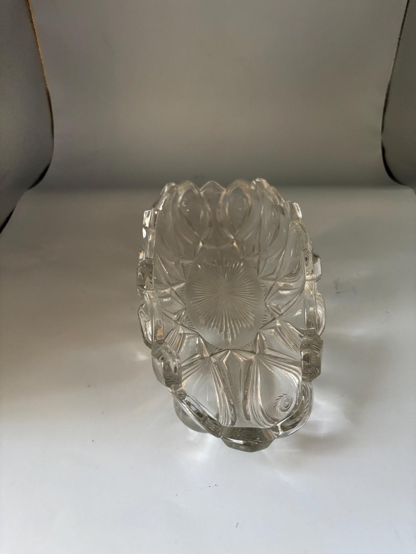 Vintage Clear Cut Glass Oval Crystal Dish, Container, Figurine, Sugar Dish, Toothpick Holder, Glass Art Lover Antiques and Vintage
