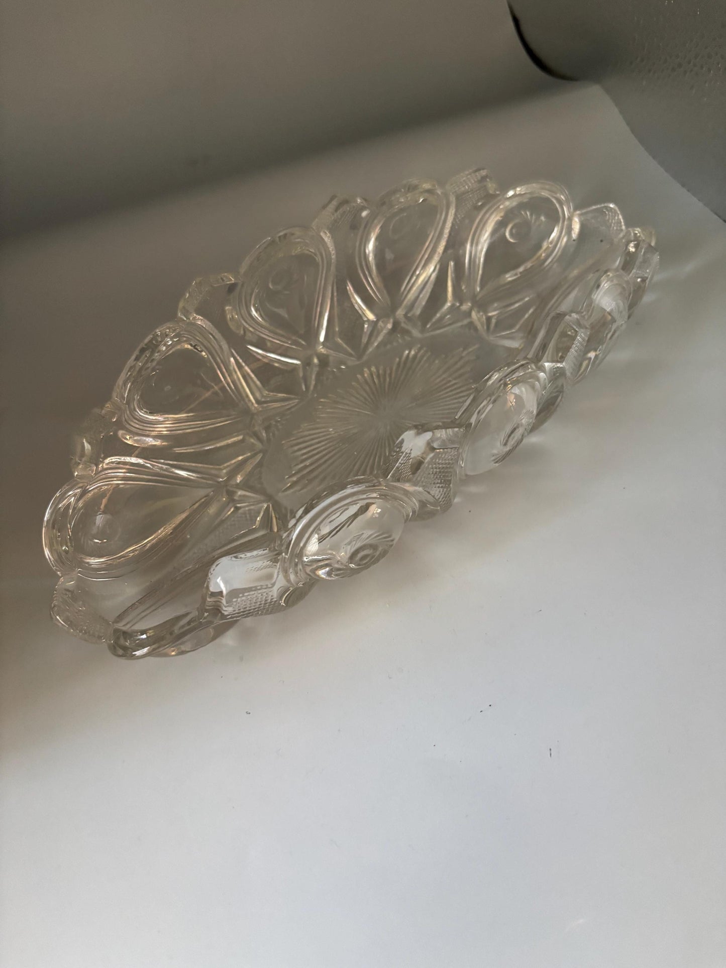 Vintage Clear Cut Glass Oval Crystal Dish, Container, Figurine, Sugar Dish, Toothpick Holder, Glass Art Lover Antiques and Vintage