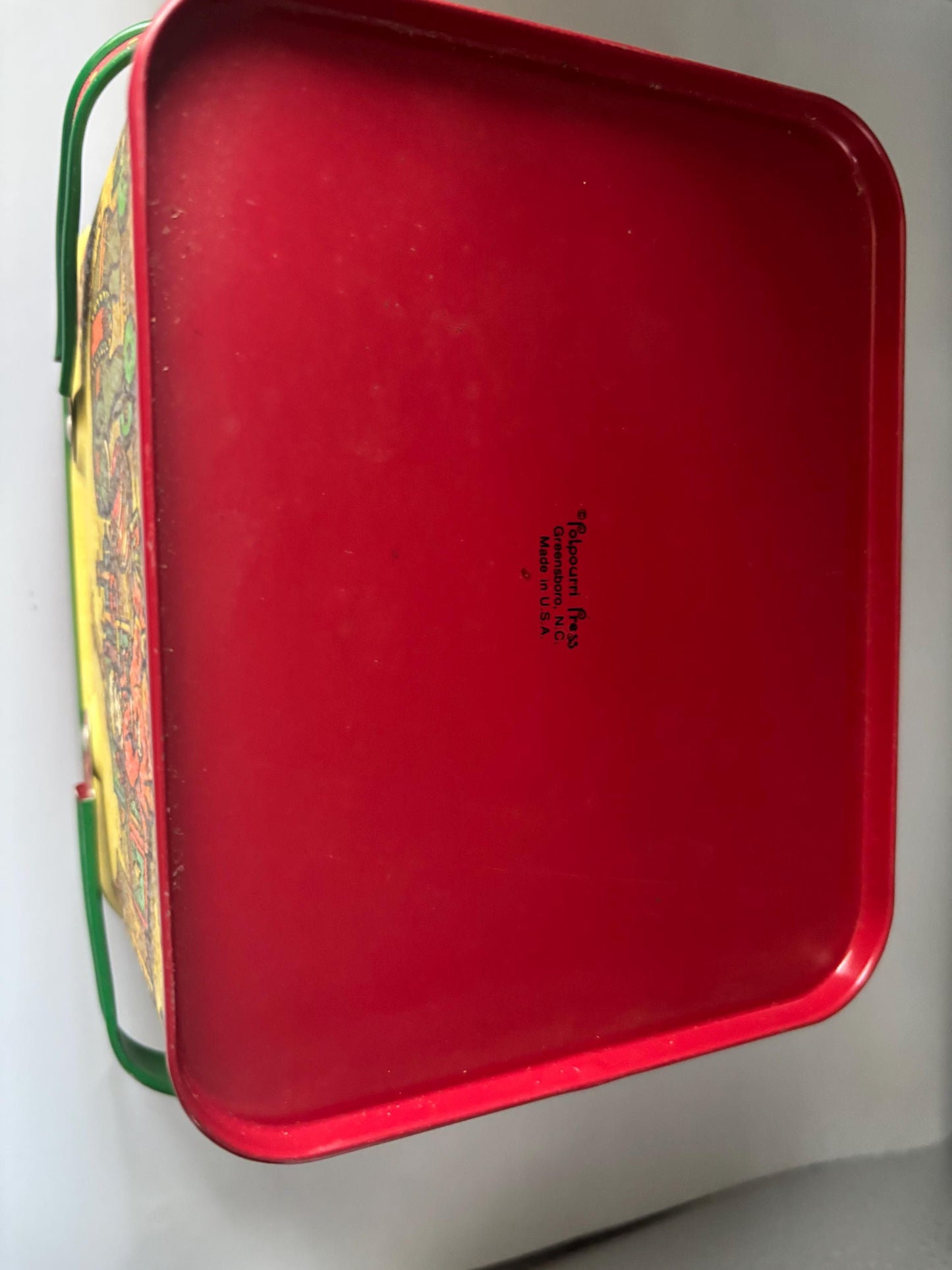Vintage Tin Box with Double Handle and Lid Potpourri Press Christmas Tin Toys Horse Lover Antiques and Vintage