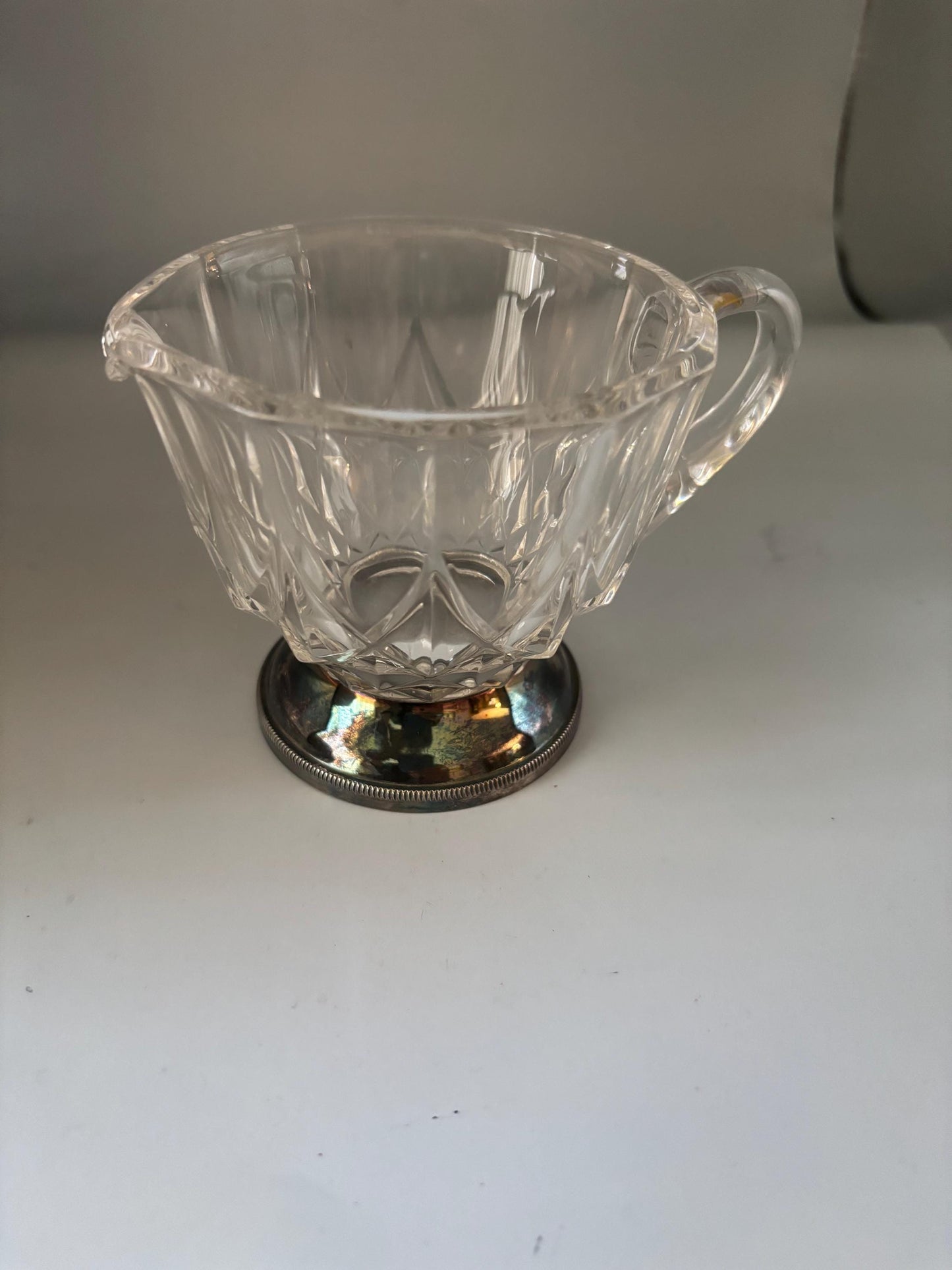 Vintage Val Lambert Glass and Silver Creamer Lover Antiques and Vintage
