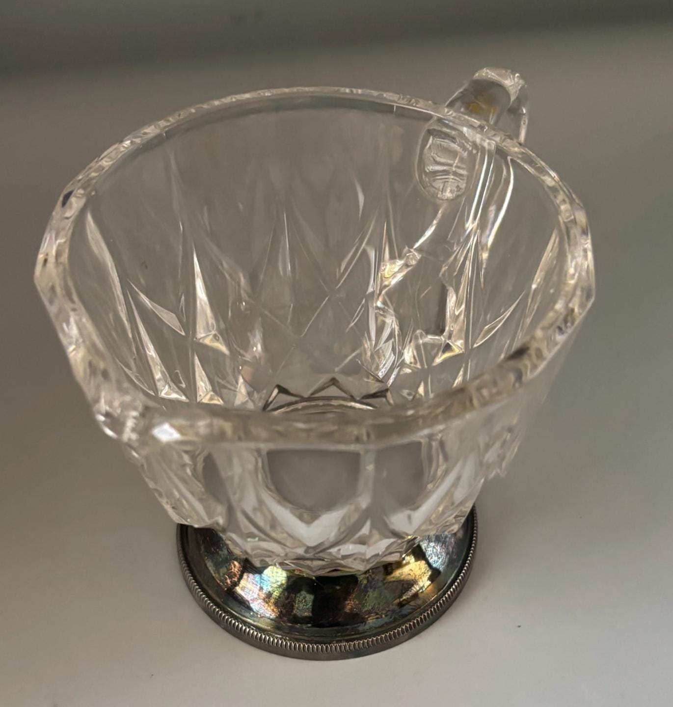 Vintage Val Lambert Glass and Silver Creamer Lover Antiques and Vintage