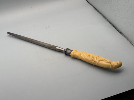 Antique Carved Ivory Handle Knife Sharpener Sterling Silver LEE’S Brand Lover Antiques and Vintage