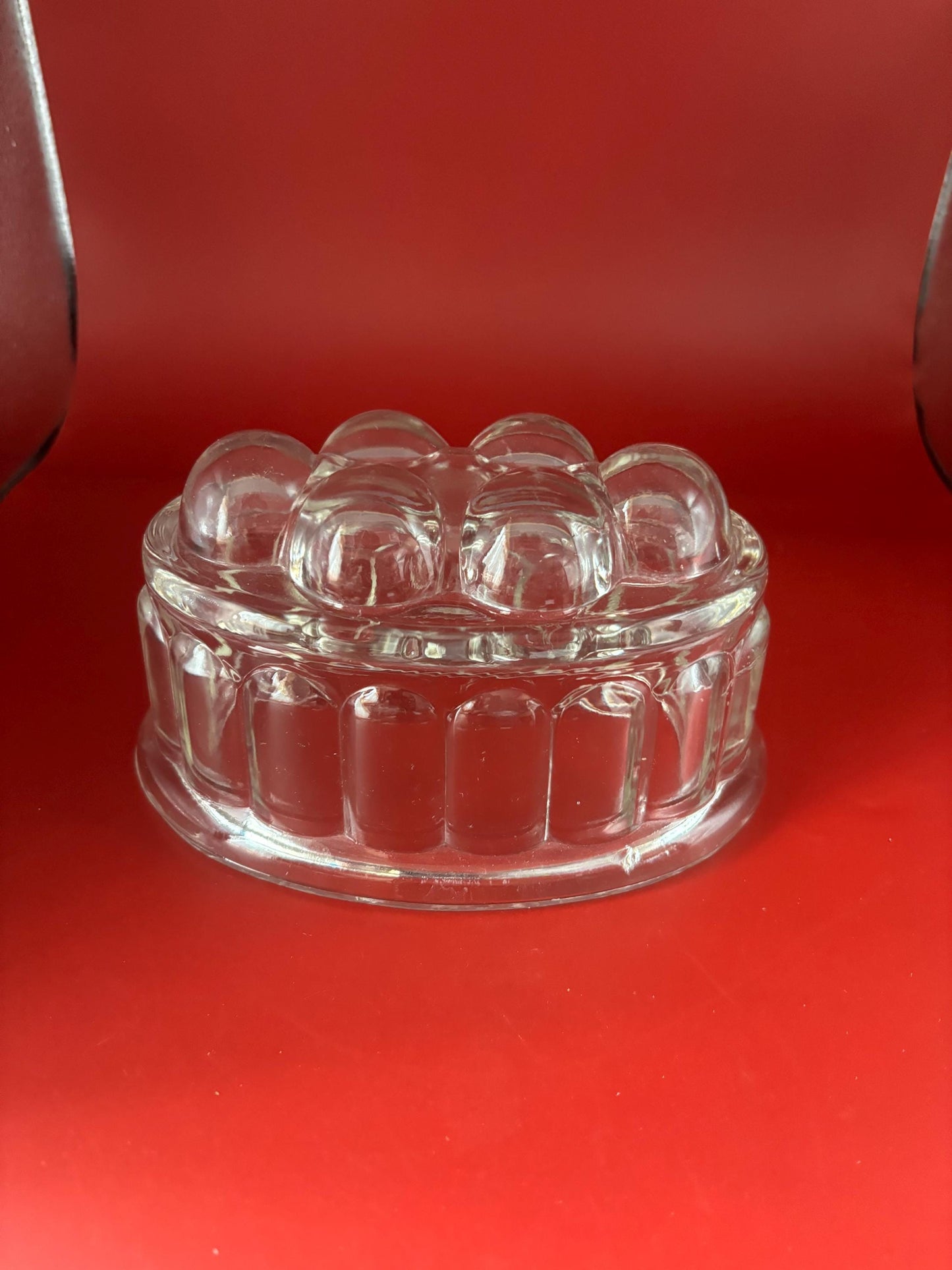 Vintage Round Glass Jelly Mold Lover Antiques and Vintage