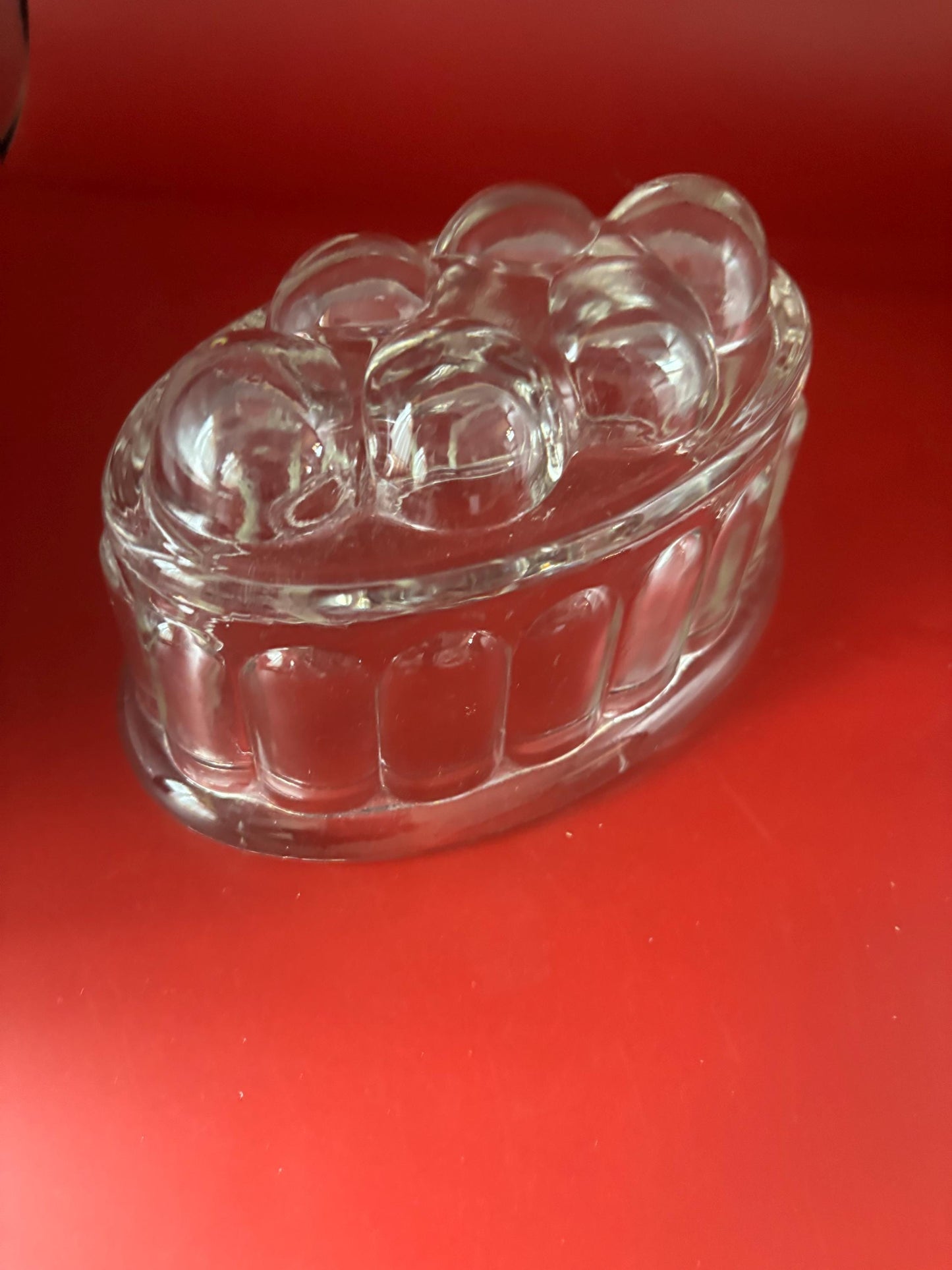 Vintage Round Glass Jelly Mold Lover Antiques and Vintage