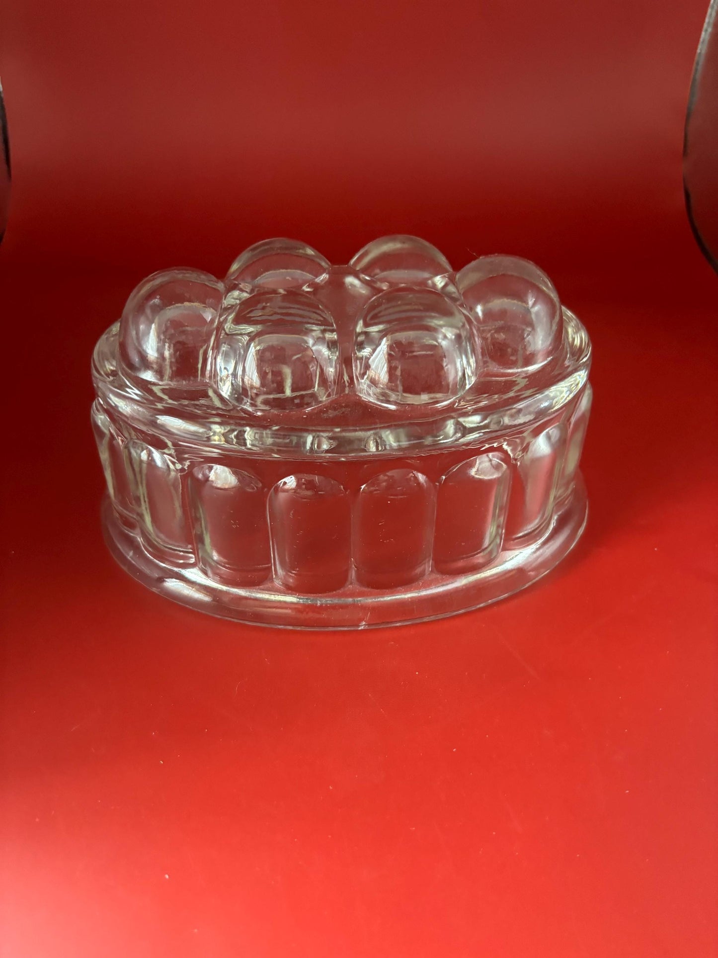 Vintage Round Glass Jelly Mold Lover Antiques and Vintage
