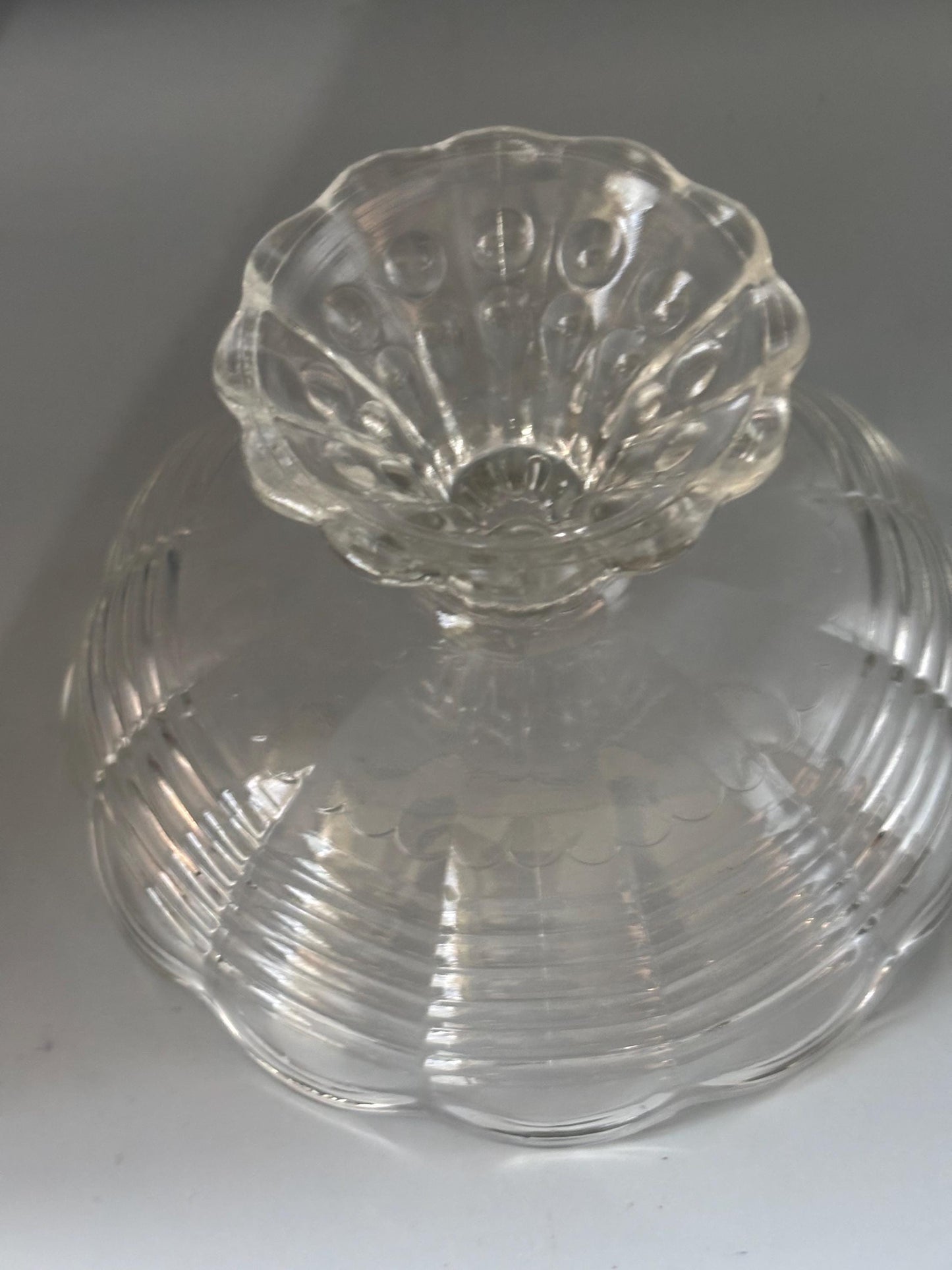 Vintage Anchor Hocking Glass Compote with Scalloped Draped Design Lover Antiques and Vintage