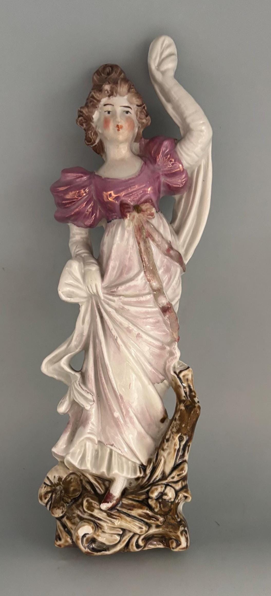 Vintage Porcelain Fancy Woman in a Dress Figurine Lover Antiques and Vintage