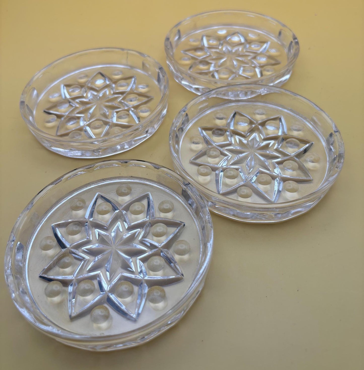 Baccarat Crystal Wine Bottle Coasters with Starburst Design Glass Coasters Set of 4 Lover Antiques and Vintage