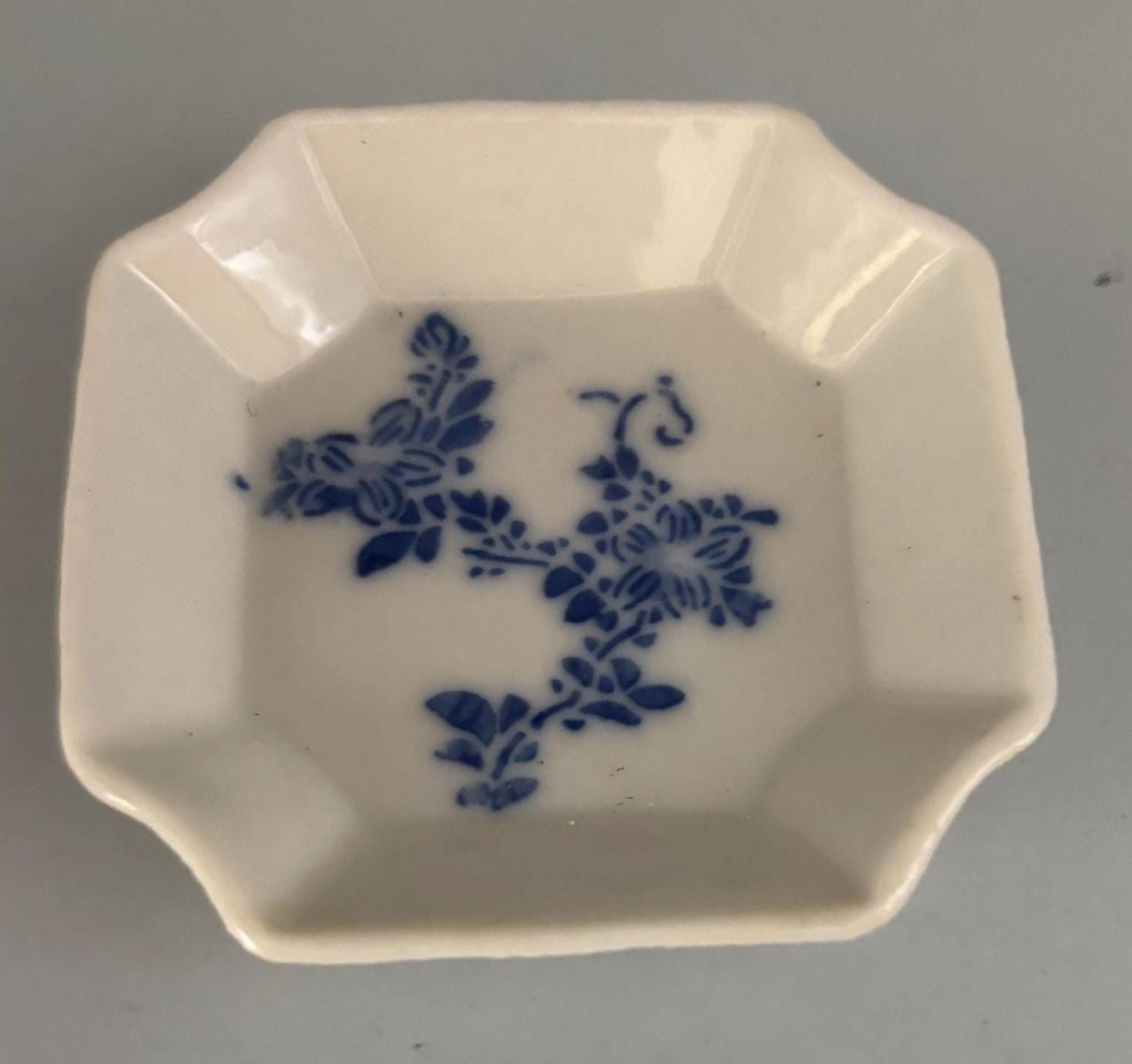 Vintage Cobalt Blue on Porcelain Square Trinket Dish Lover Antiques and Vintage