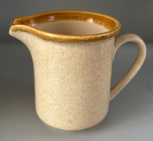 Vintage Mikasa Stone Manor Creamer F5800 Stoneware Tan Speckle With Brown Trim Lover Antiques and Vintage
