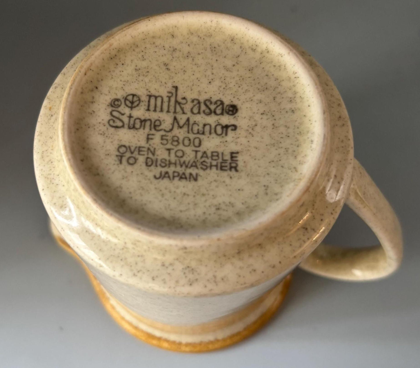 Vintage Mikasa Stone Manor Creamer F5800 Stoneware Tan Speckle With Brown Trim Lover Antiques and Vintage