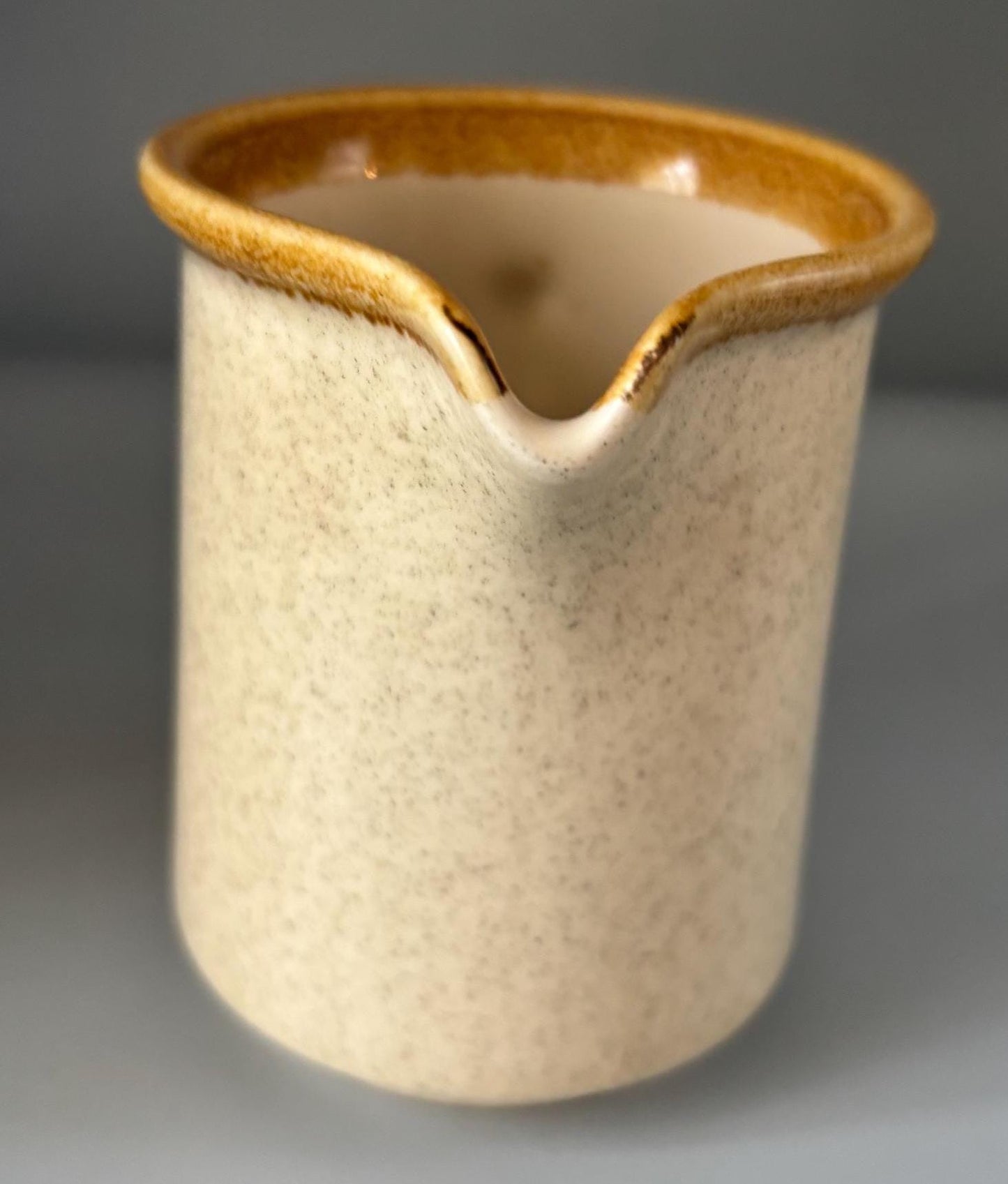 Vintage Mikasa Stone Manor Creamer F5800 Stoneware Tan Speckle With Brown Trim Lover Antiques and Vintage