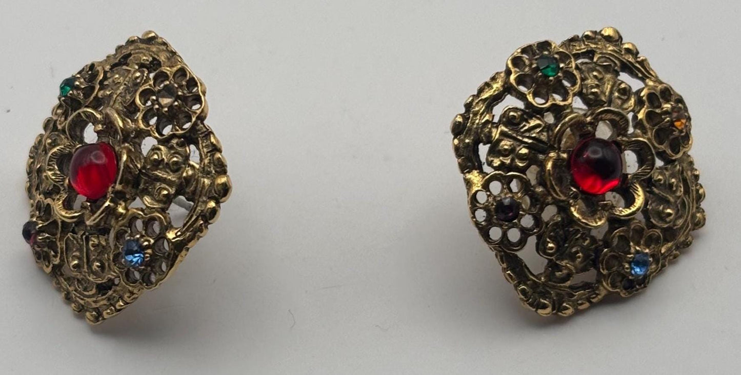 Vintage Mustard Silver Enamel Earrings Lover Antiques and Vintage