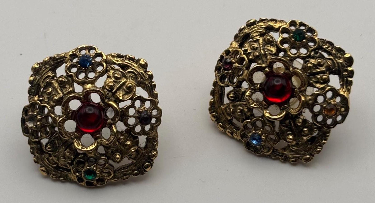 Vintage Mustard Silver Enamel Earrings Lover Antiques and Vintage