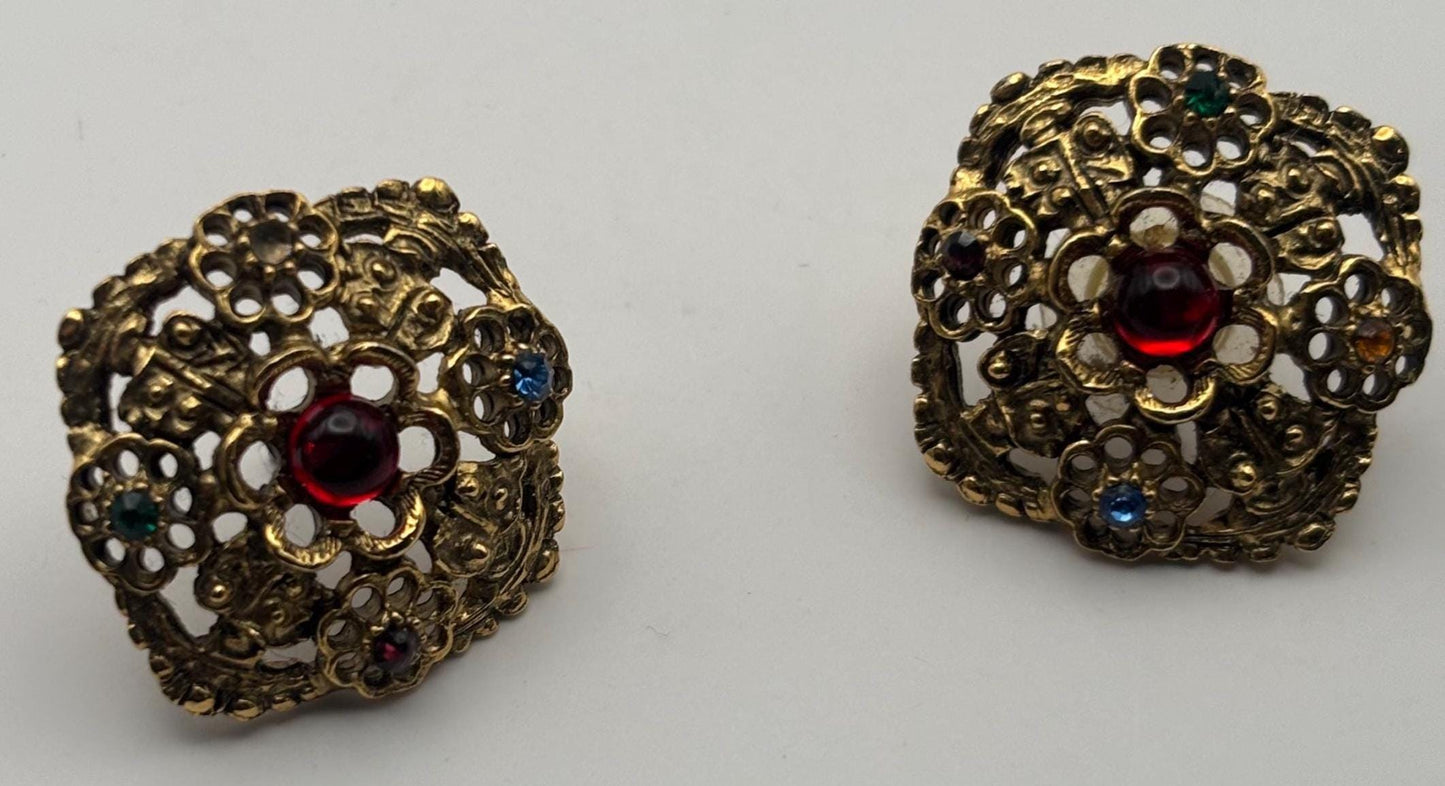Vintage Mustard Silver Enamel Earrings Lover Antiques and Vintage