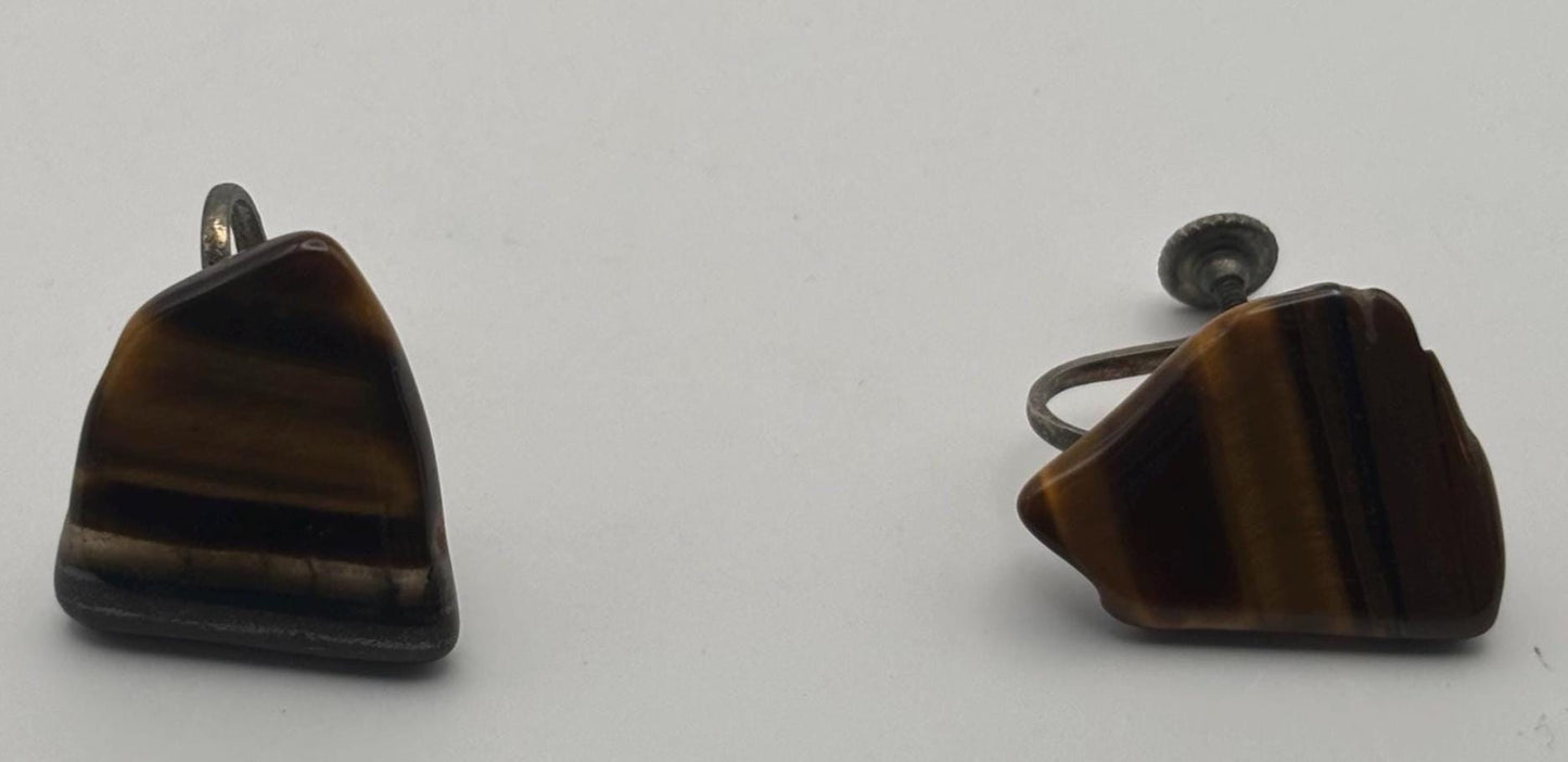 Vintage Mustard Silver Enamel Earrings Lover Antiques and Vintage