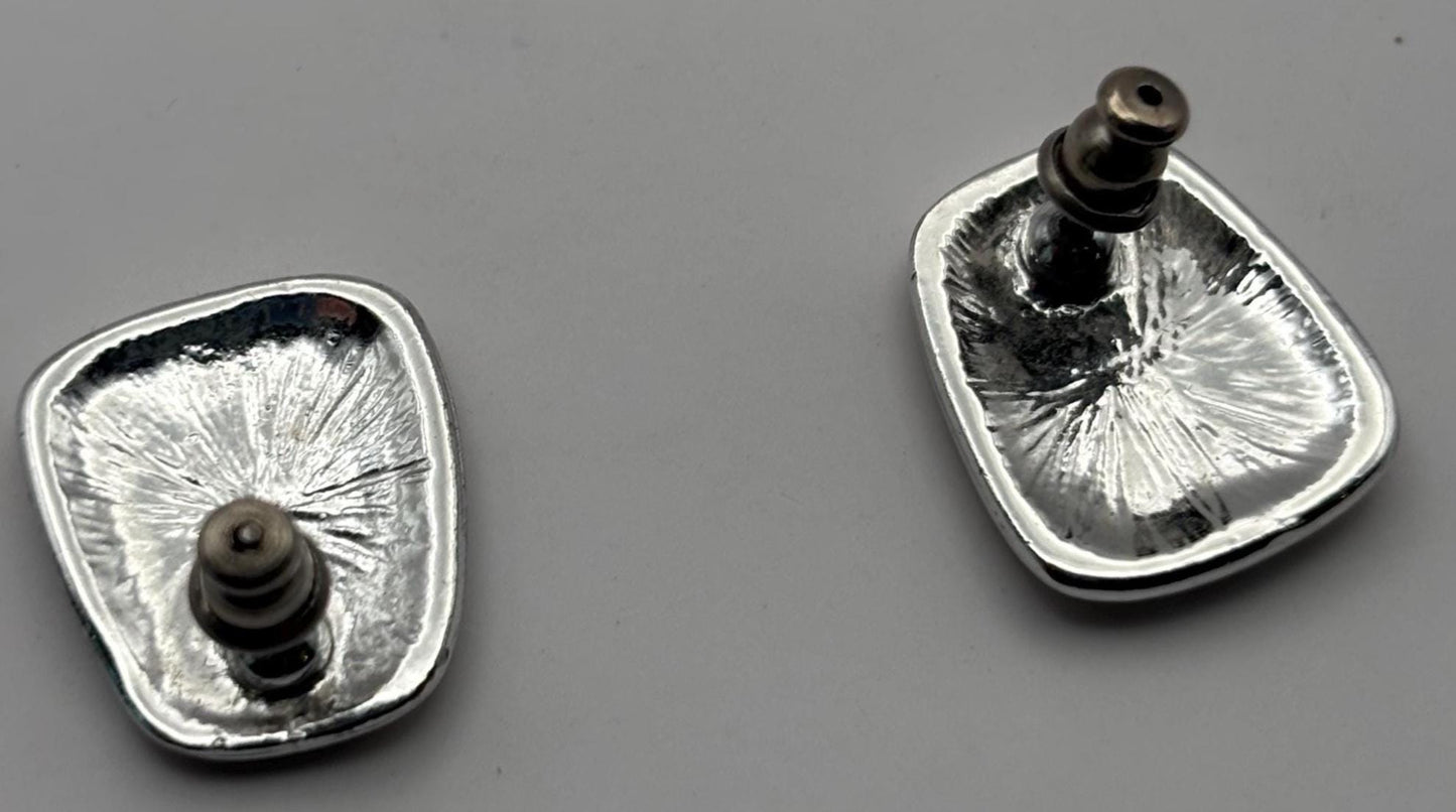 Vintage Mustard Silver Enamel Earrings Lover Antiques and Vintage