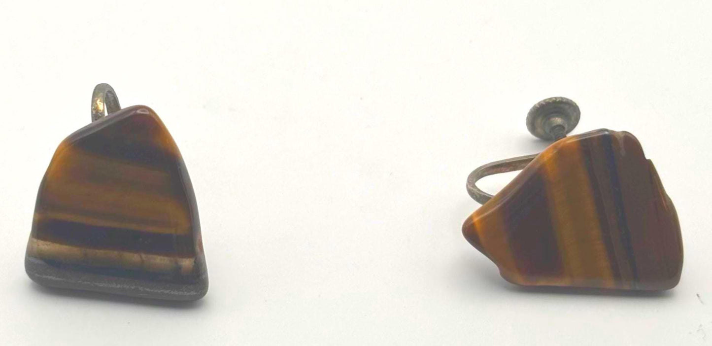 Vintage Mustard Silver Enamel Earrings Lover Antiques and Vintage