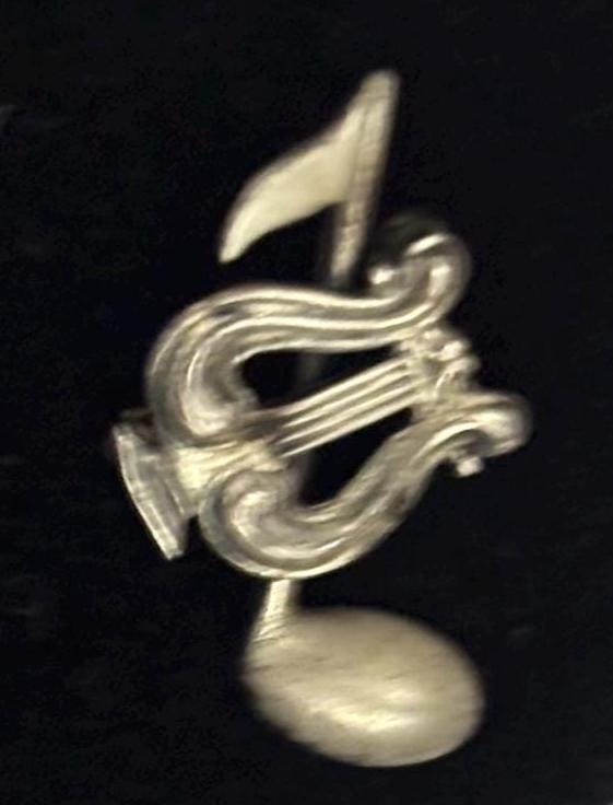 Vintage Sterling Silver Music Pin Brooch Lover Antiques Red Enamel Pins