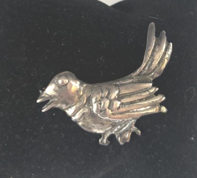 Vintage Sterling Silver Bird Pin Brooch 3D Lover Antiques and Vintage