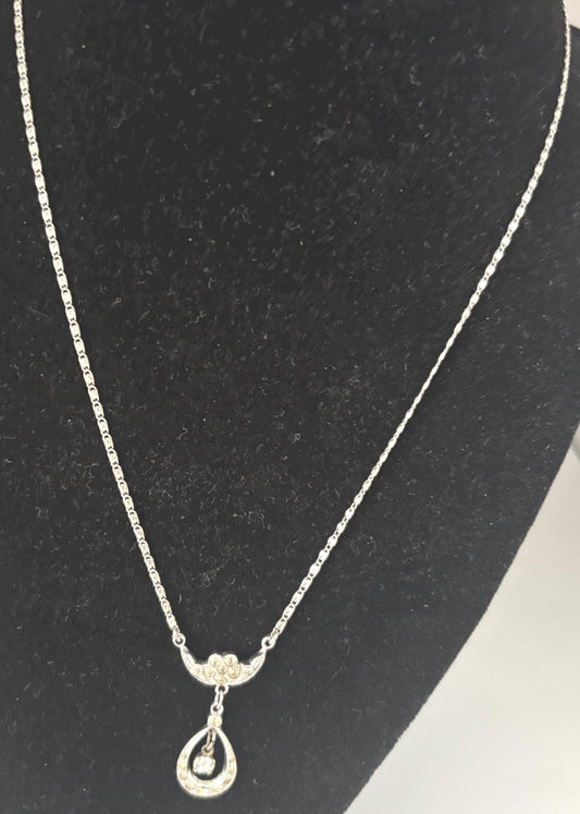 Vintage Sterling Silver Necklace with Pendant Wedding Bridesmaid Gift Lover Antiques and Vintage