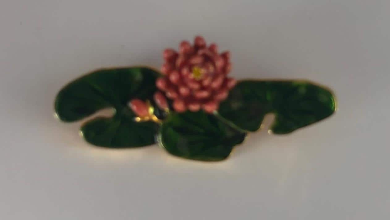 Vintage MFA Enamel Lily Pad and Lotus Flower Brooch Pin Claude Money Museum of Fine Arts Water Lilies Lover Antiques and Vintage