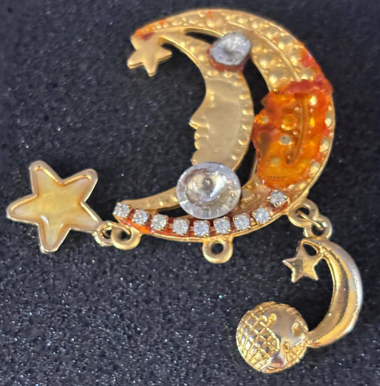 Vintage Celestial Moon Brooch Pin by Bonetto Jewelry Lover Antiques and Vintage