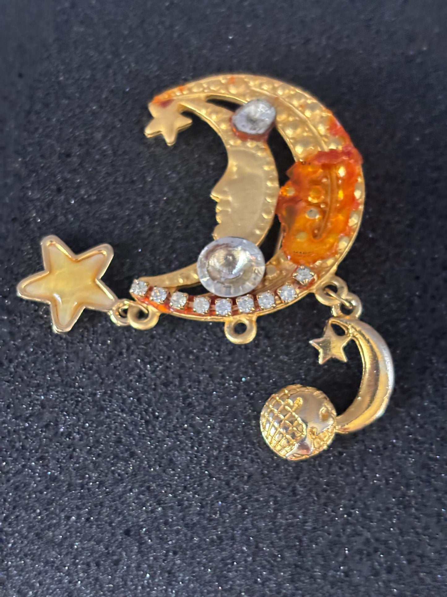 Vintage Celestial Moon Brooch Pin by Bonetto Jewelry Lover Antiques and Vintage