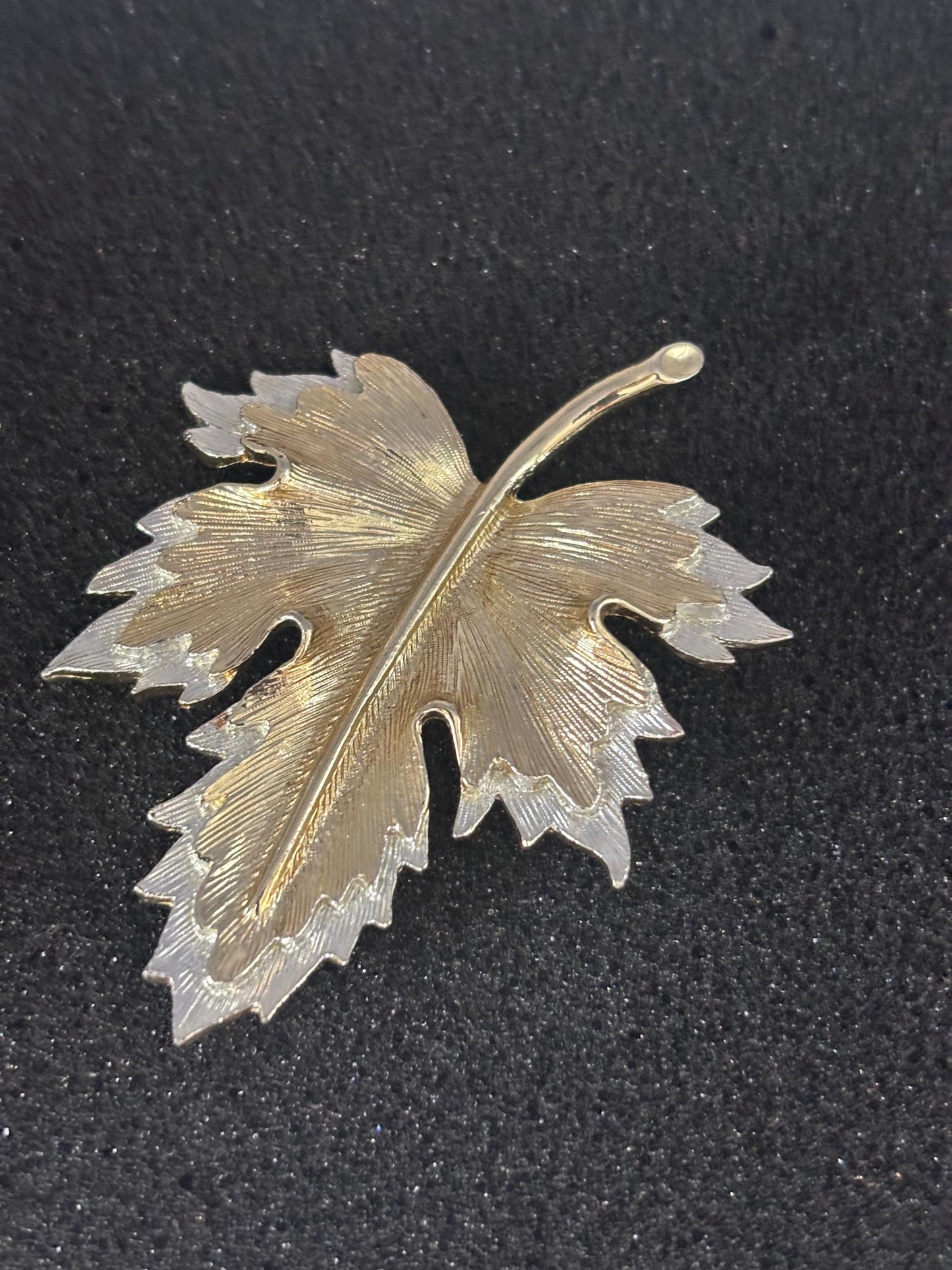 Vintage Sarah Coventry Gold & Silver Large Maple Leaf Brooch Golden Silver Leaf Brooch Pin Lover Antiques and Vintage