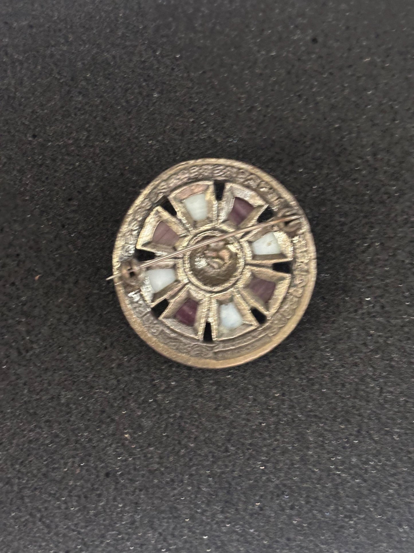 Vintage Miracle Celtic Style Brooch Purple Amethyst Gray Agate Silver Pin Lover Antiques and Vintage