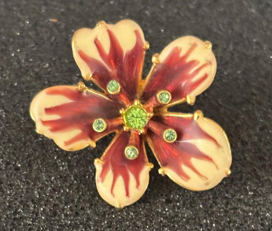 Vintage Enamel Flower Pin Brooch Stamped Joan Rivers Lover Antiques and Vintage