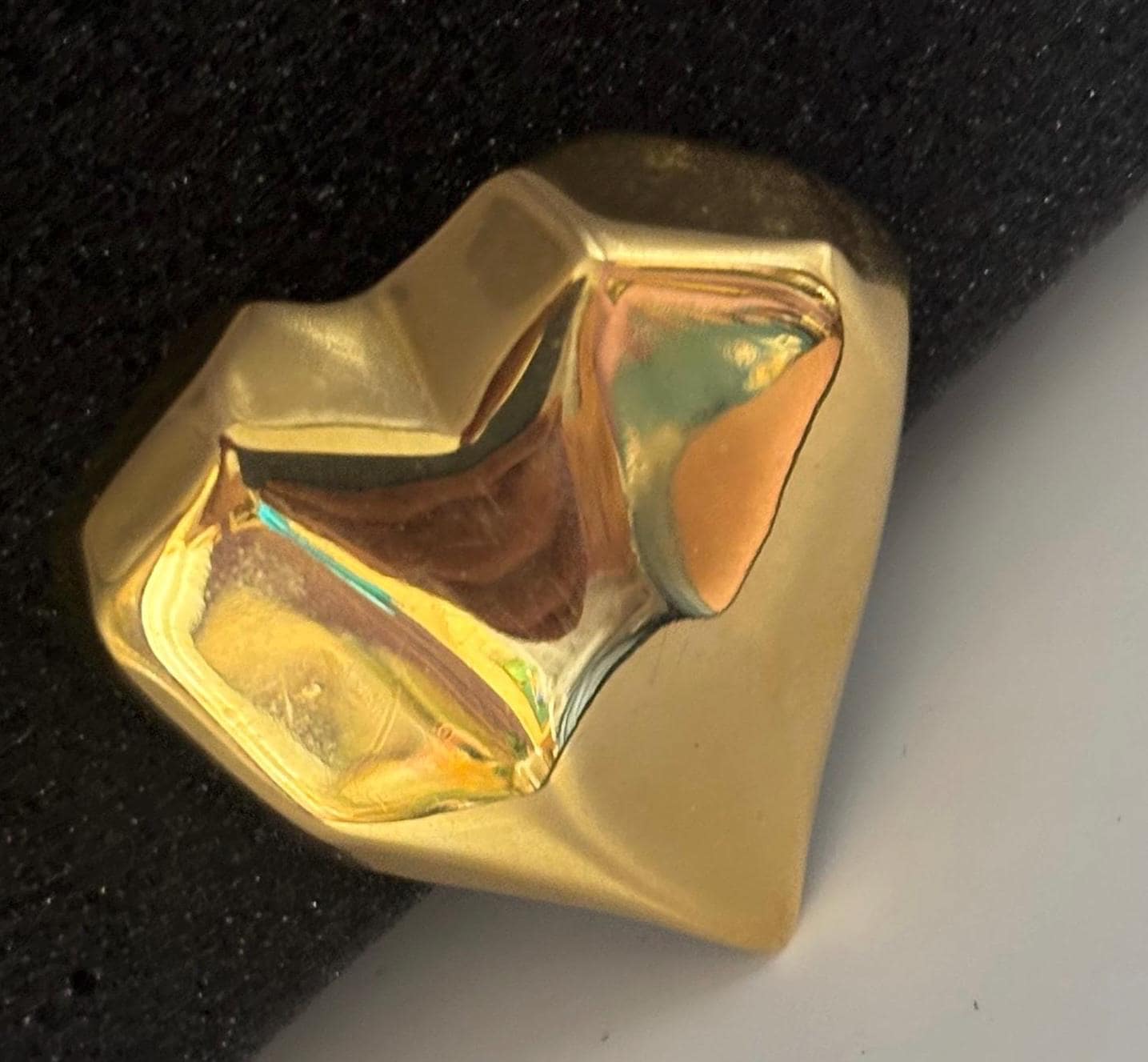 Vintage VO Les Bernardo Faceted Gold Chunky Heart Pin Brooch Marked USA Lover Antiques and Vintage