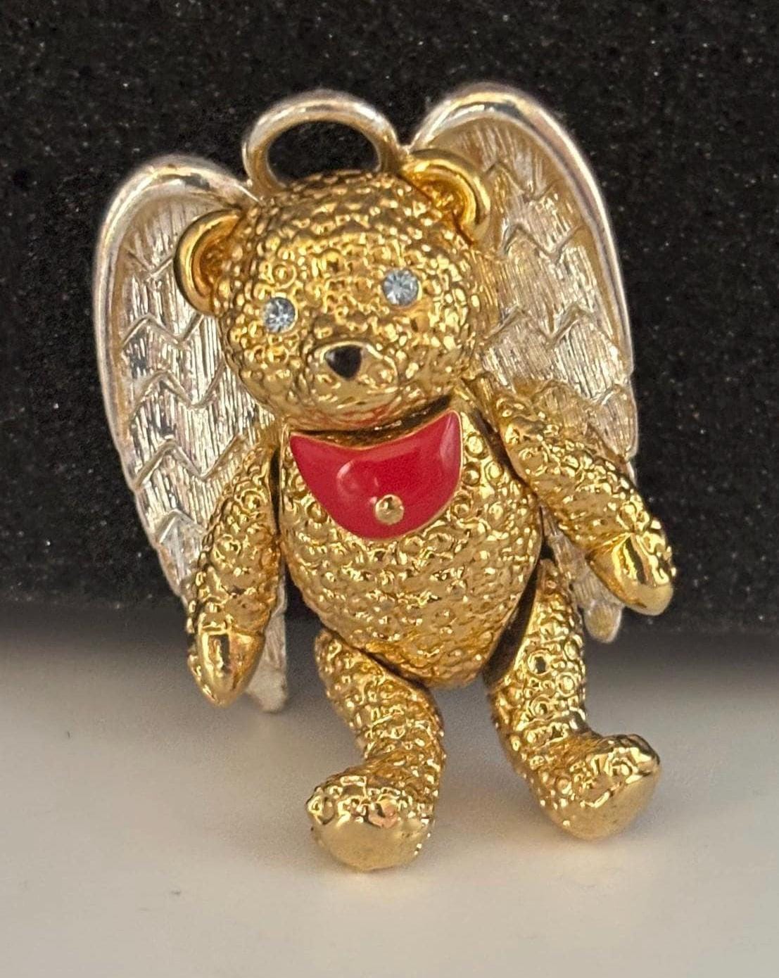 Vintage Angel Bear with Wings Pin or Pendant Batya Angel Heart Teddy Bear Articulated Bear Gift Lover Antiques and Vintage