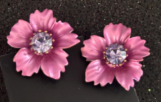 Vintage Pink Flower Starburst Earrings Lover Antiques and Vintage