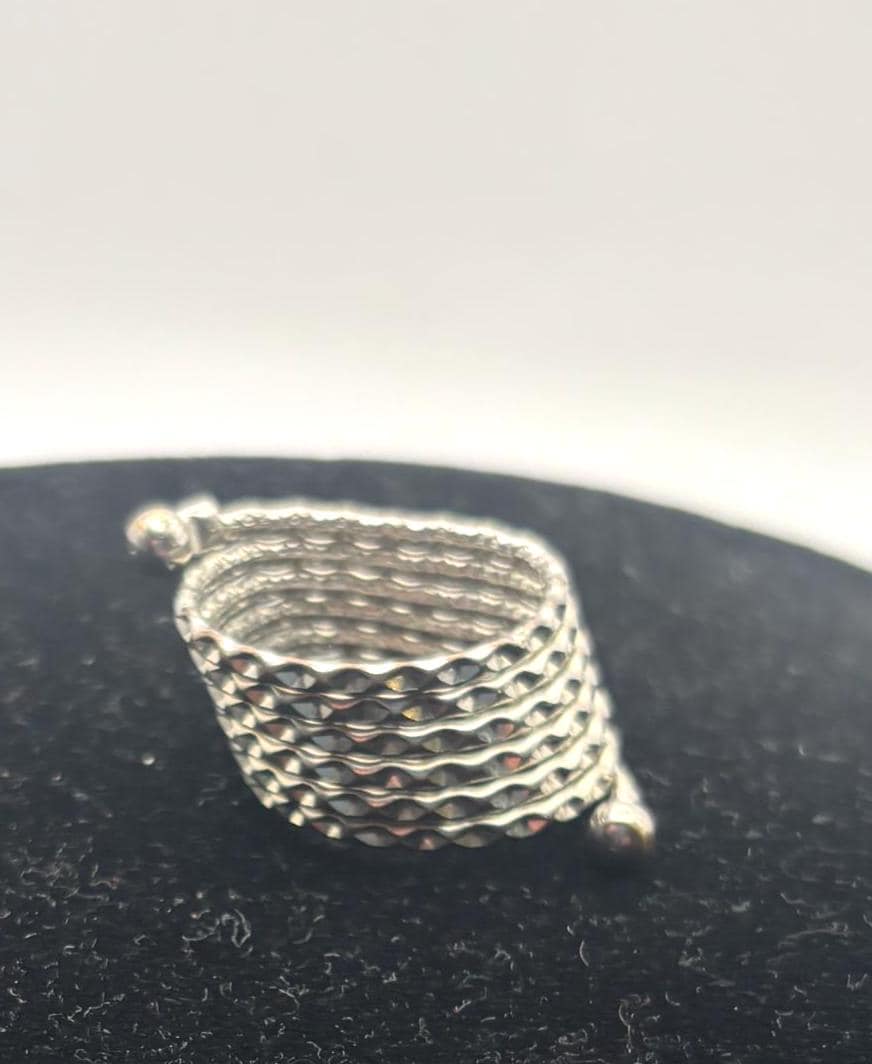 Vintage Sterling Silver Multi Strand Band Mesh Adjustable Ring Lover Antiques and Vintage
