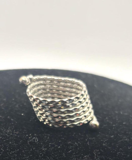 Vintage Sterling Silver Multi Strand Band Mesh Adjustable Ring Lover Antiques and Vintage
