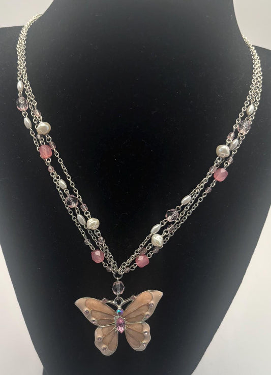 Vintage Robert Rose Butterfly Necklace Lover Antiques and Vintage