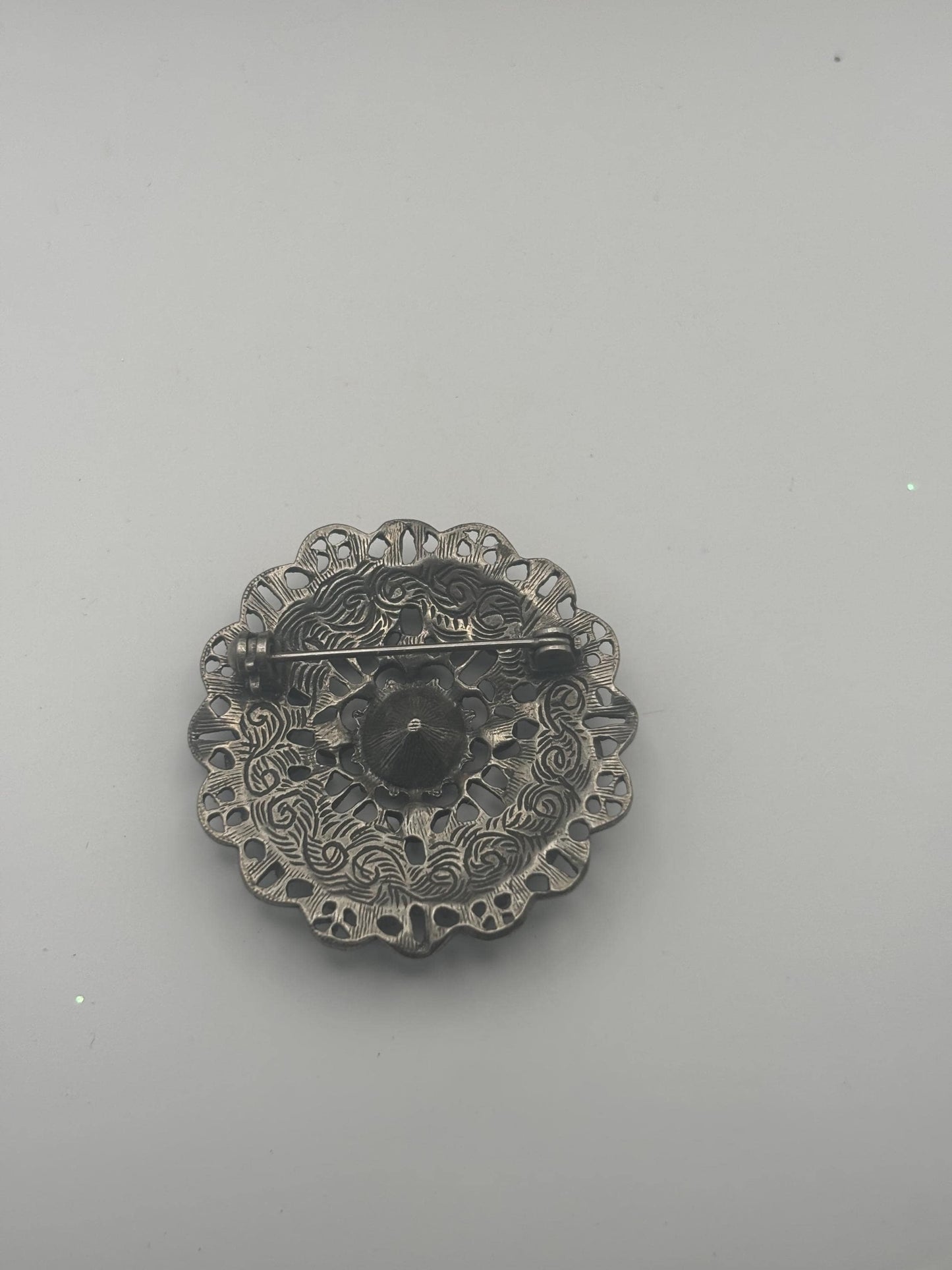 Vintage Jeweled Silver Pin Brooch Lover Antiques and Vintage