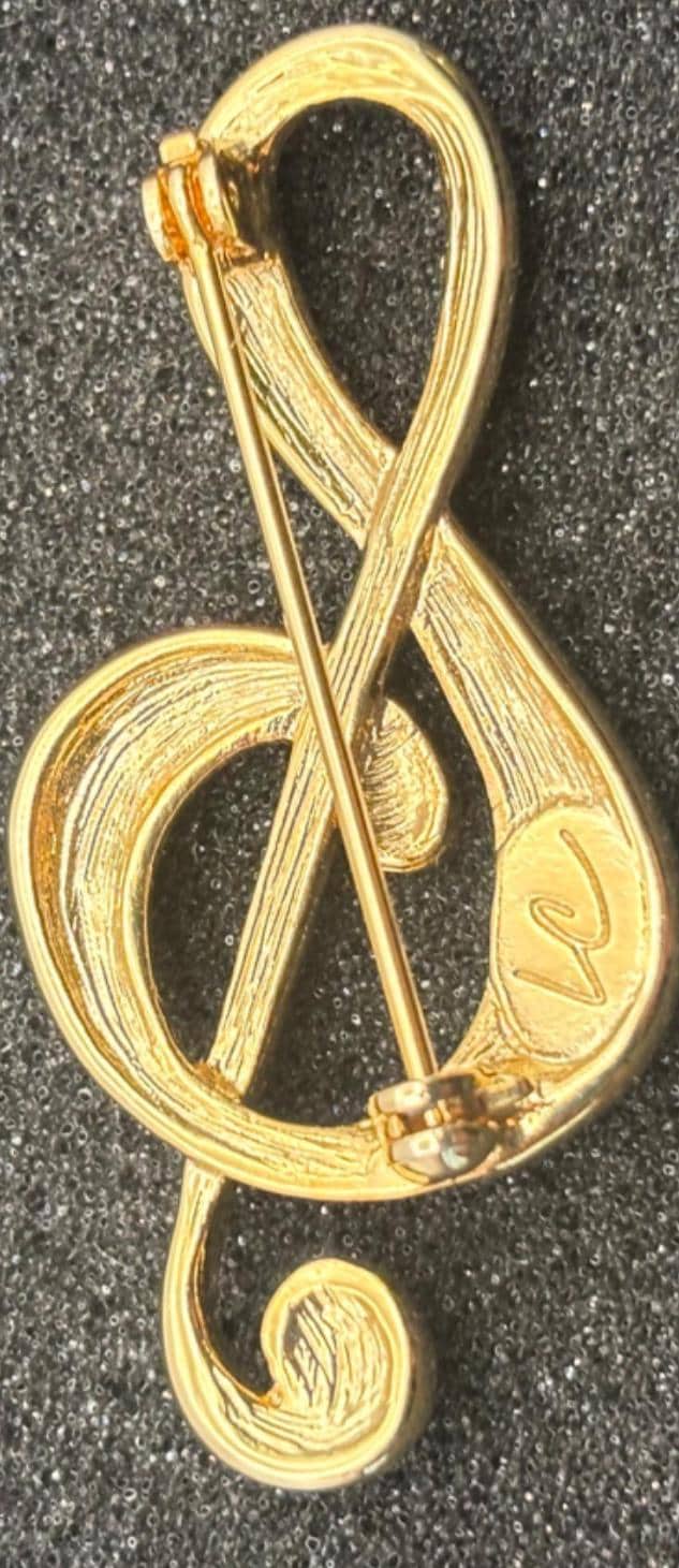 Vintage Gold Music Pin Brooch Lover Antiques Red Enamel Pins