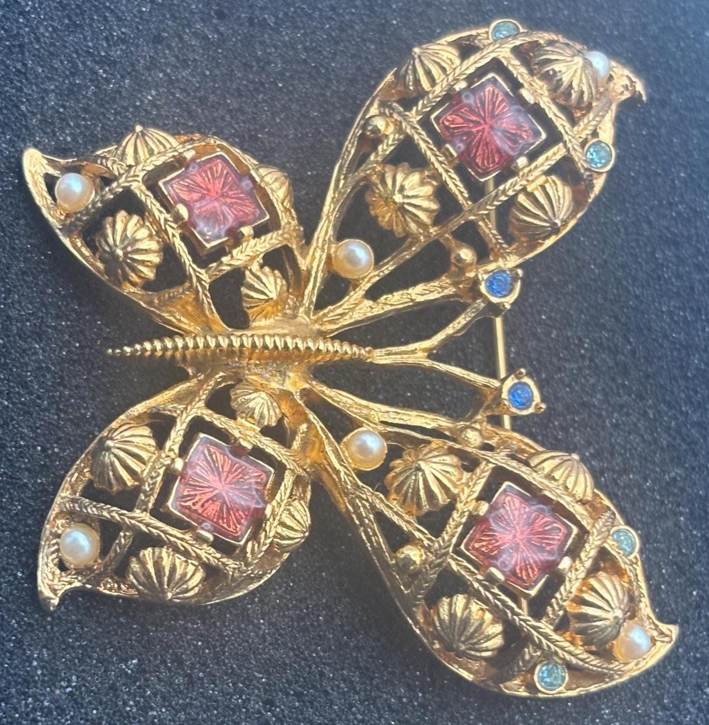Vintage Avon Pink & Gold Butterfly Brooch Pin Lover Antiques and Vintage