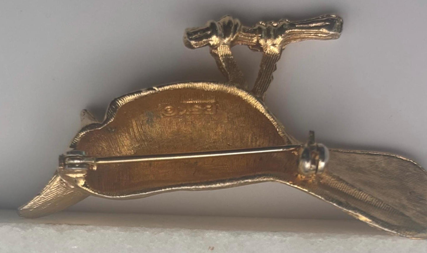 Vintage Bird on a Branch Brooch Pin BSK Mid Century Jewelry Lover Antiques and Vintage