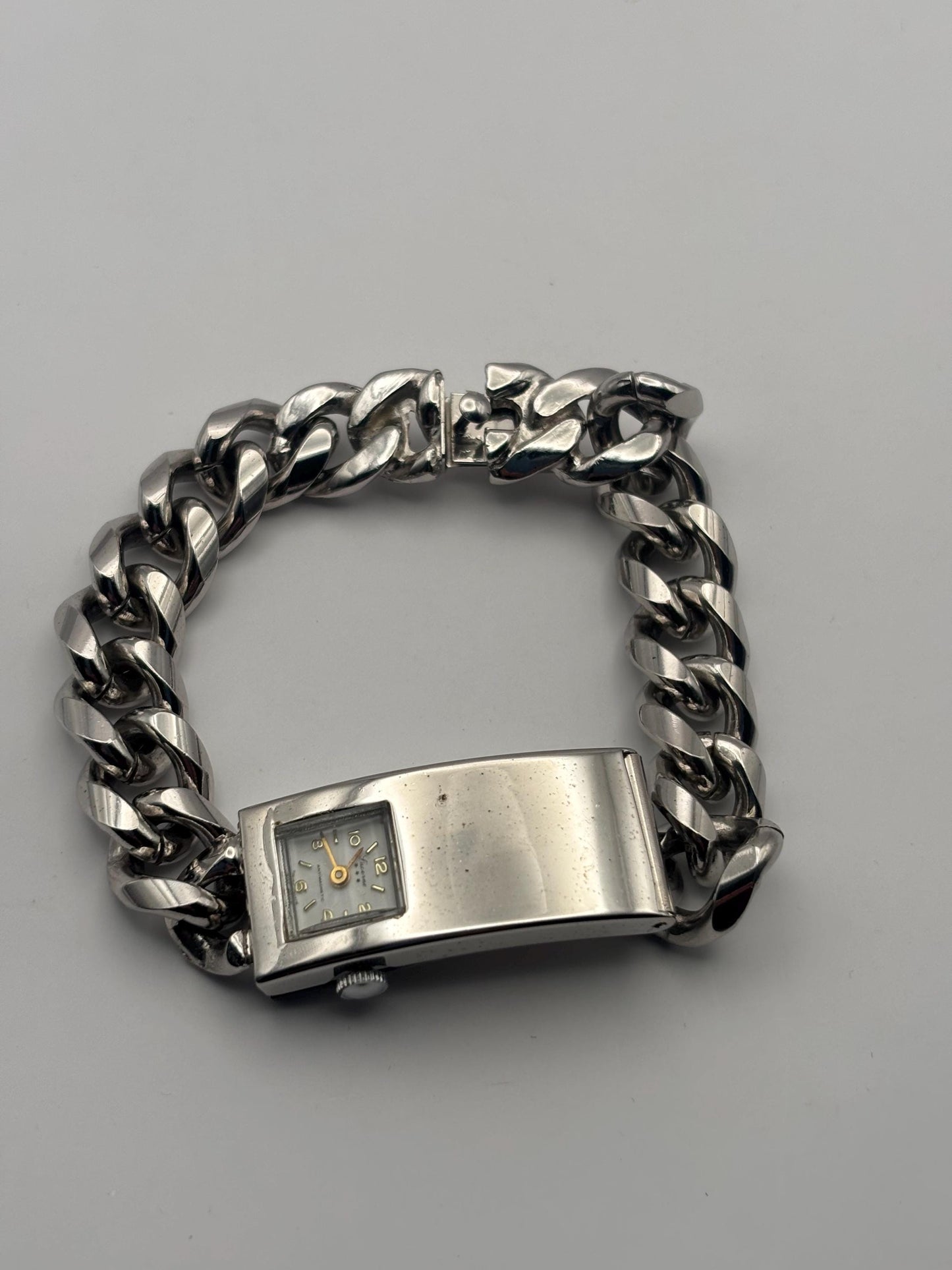 Vintage Lucerne Silver Chainlink Bracelet Watch Lover Antiques and Vintage