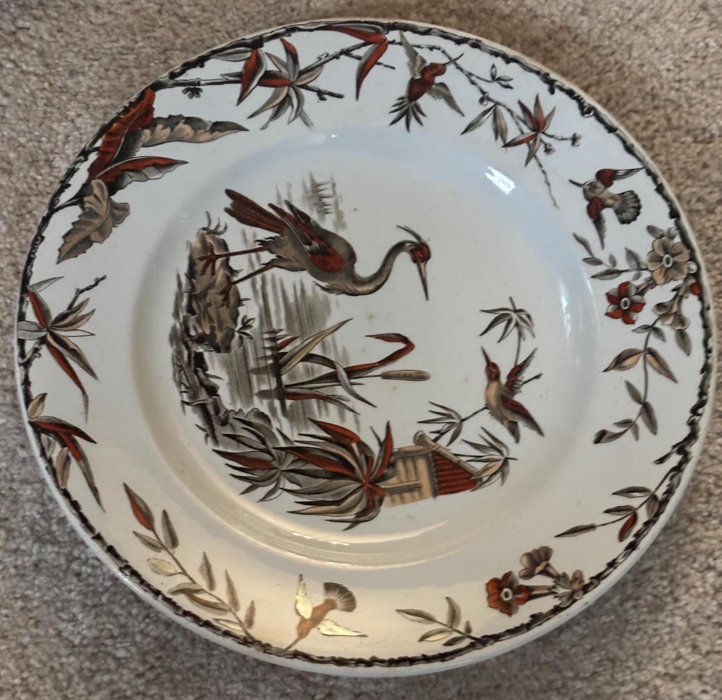 Antique Ridgeway Pottery INDUS Hand Painted Platter Flowers Large Dinner Plate RARE Lover Antiques and Vintage