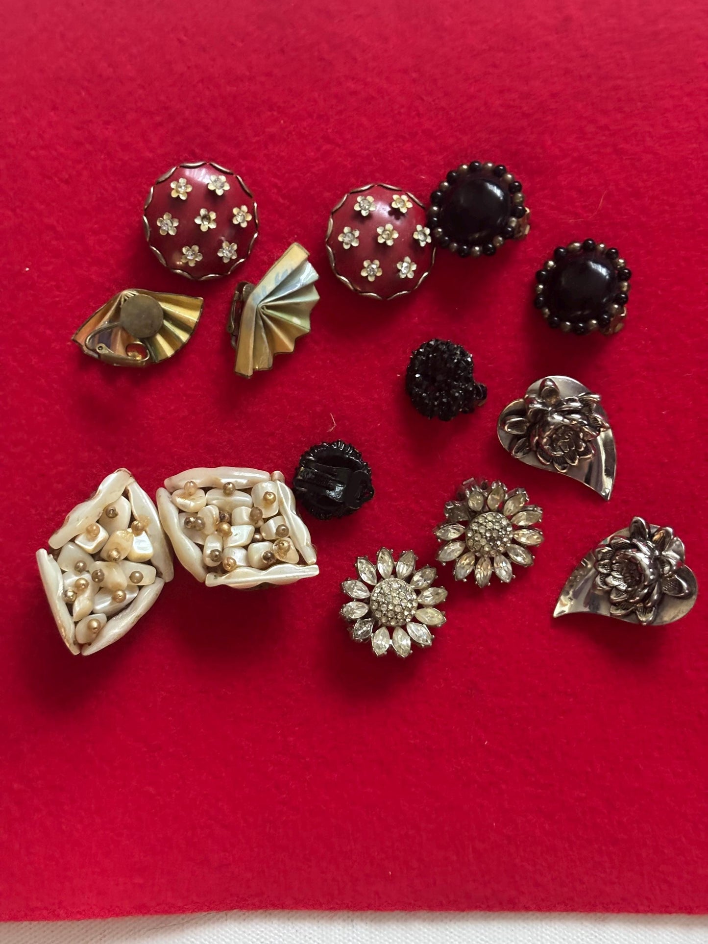 Vintage Collection of Earrings Variety Bulk Jewelry Clip On Earrings Lover Antiques and Vintage